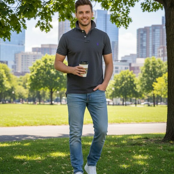 Polo By Ralph Lauren Short Sleeve Size Men's Medium Gray 100%Cotton - Picture 7 of 7